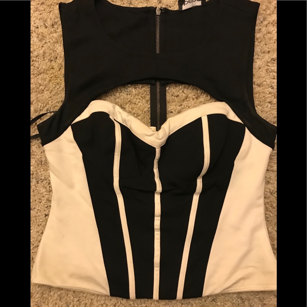 Sexy Black and White Bebe Top